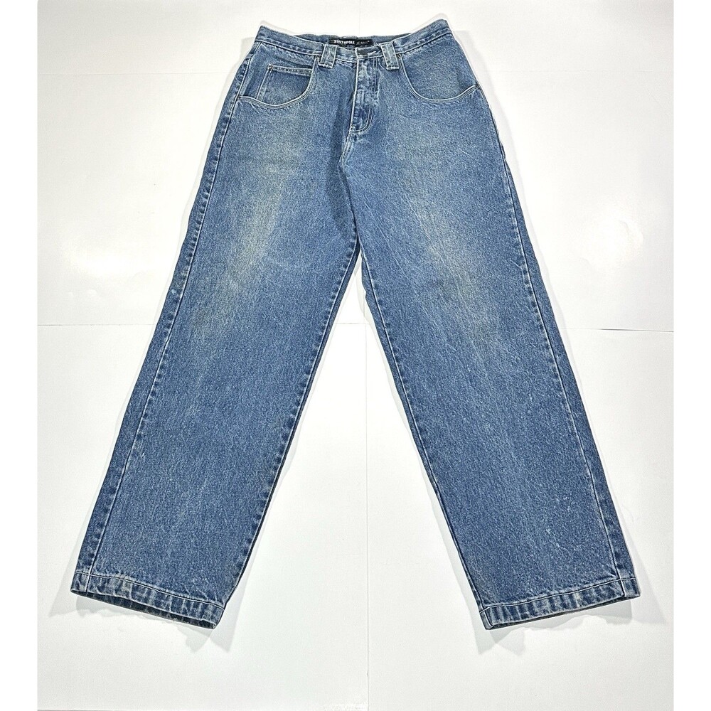 Vintage Y2K Southpole Gear USA Baggy Blue Jeans Size 34 Embroidered 90s Grunge